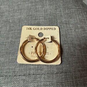 14K Yellow Gold Dipped Round Hoop Earrings